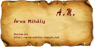 Árva Mihály névjegykártya