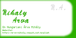 mihaly arva business card