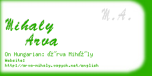 mihaly arva business card